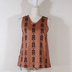 Cupshe Coral Crossover Sleeveless Halter Tank Top w/Black Geometric Design NWT